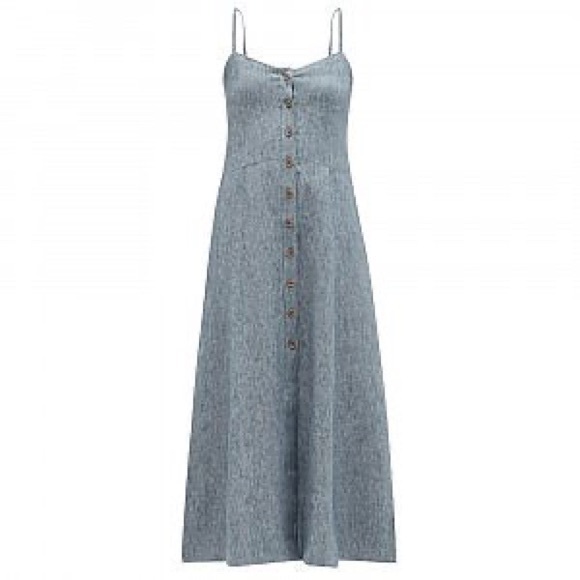 THREE GRACES blue linen maxi dress, size 2 - Picture 2 of 14